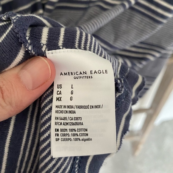 NWOT - American Eagle Outfitters - Navy and White Striped T-Shirt Dress - Picture 3 of 5
